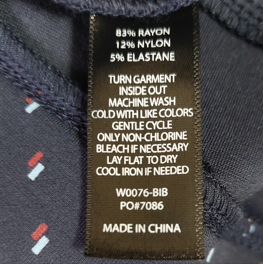 Betabrand Navy Geometric Print Yoga Dress Pants, Size M Long - Picture 8 of 9